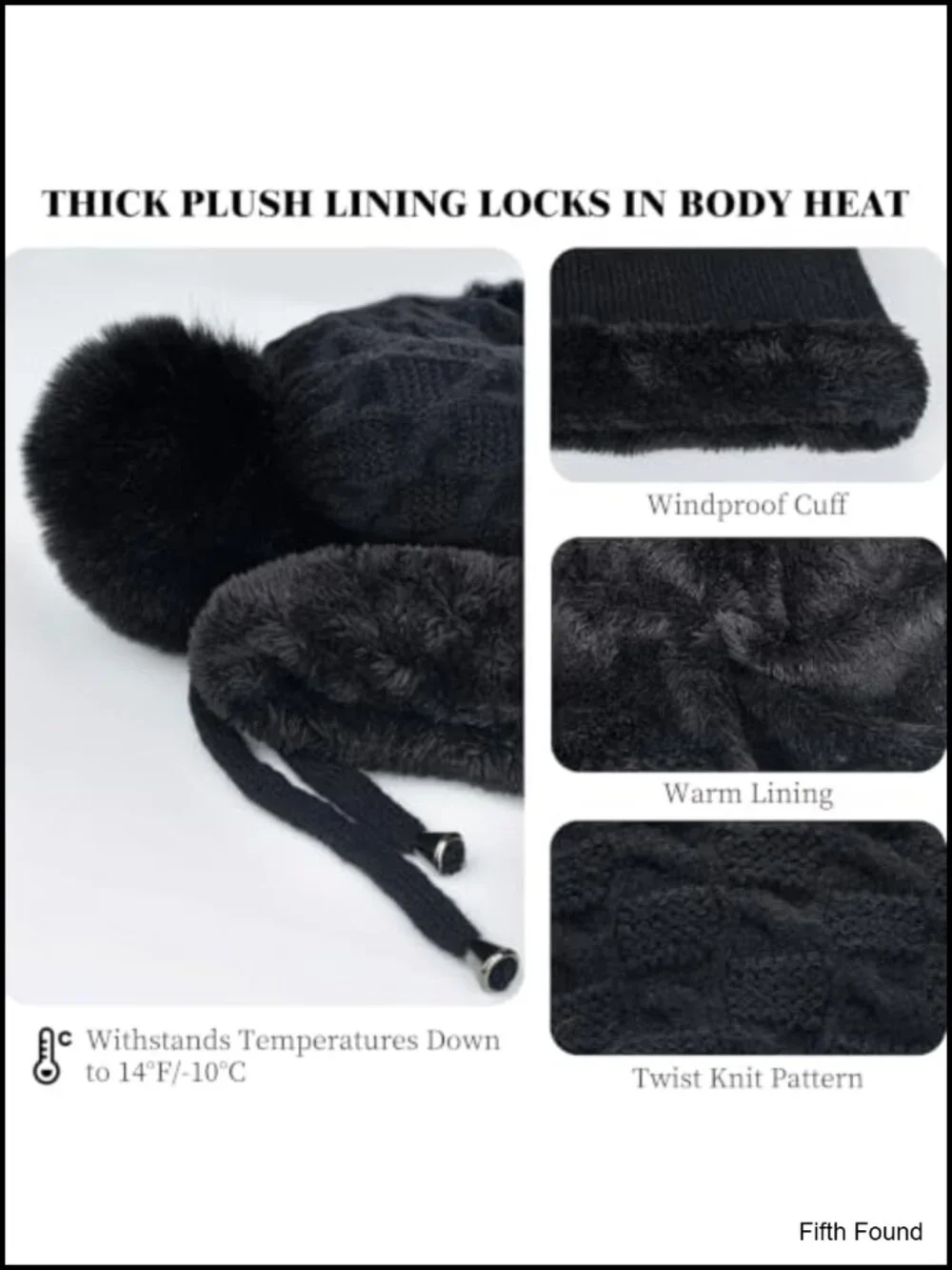 3-in-1 Knit Beanie Hat with Scarf & Mask Balaclava Women Winter